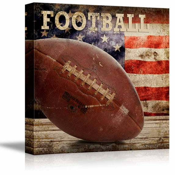 wall26 - Rustic Football - Football Vintage Wood Grain - Canvas Art Home Art - 12x12 inches