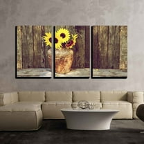 wall26 - Rustic Vase with Sunflowers - Canvas Art Wall Art - 24"x36"x3 Panels