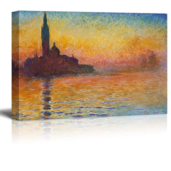wall26 - San Giorgio Maggiore at Dusk by Claude Monet - Impressionist Modern Art - Canvas Art Home Art - 16x24 inches