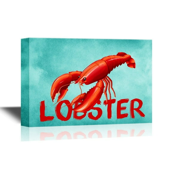 wall26 - Seafood Canvas Wall Art - Large Red Lobster - Gallery Wrap Modern Home Art | Ready to Hang - 32x48 inches