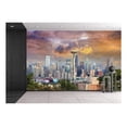 thumbnail image 1 of wall26 - Seattle Washington Cityscape Skyline with Stormy Sky - Removable Wall Mural | Self-Adhesive Large Wallpaper - 100x144 inches, 1 of 6