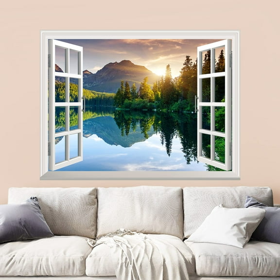 wall26 - Self-Adhesive Wallpaper Large Wall Mural Series (24"x32", Lake and Mountains)