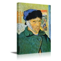 wall26 - Self-Portrait with Bandaged Ear by Vincent Van Gogh Canvas Print Wall Art Famous Painting Reproduction - 16" x 24"