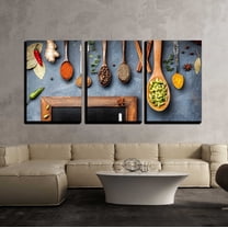 wall26 - Spices on Kitchen Table - Canvas Art Wall Art - 24"x36"x3 Panels