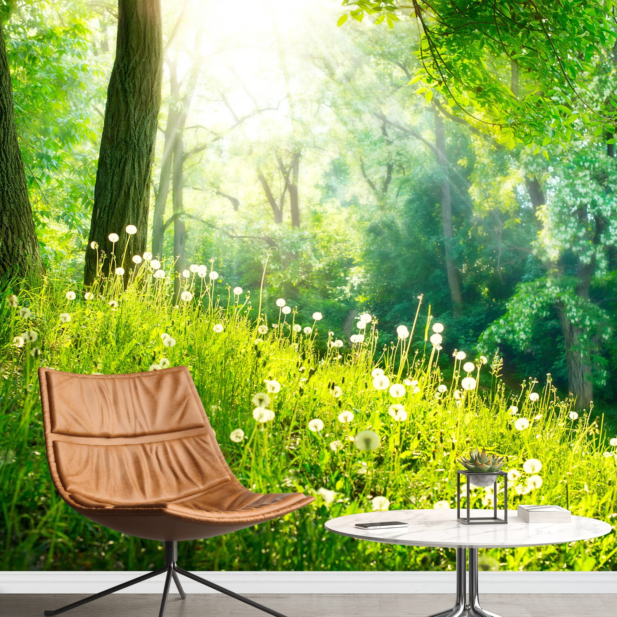 Spring Nature Landscape Green Grass and Trees Peel & Stick Wall Mural