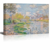wall26 Spring by the Seine by Claude Monet - Canvas Print Wall Art Famous Painting Reproduction - 16" x 24"