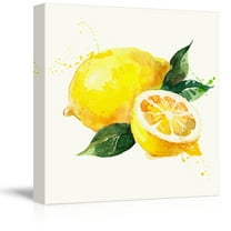 wall26 - Square Canvas Wall Art - Lemon Watercolor | Fruits Watercolor Art and Illustrations - Giclee Print Gallery Wrap Modern Home Art Ready to Hang - 16x16 inches