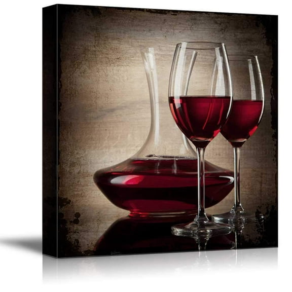 wall26 - Square Canvas Wall Art - Red Wine in Glasses - Giclee Print Gallery Wrap Modern Home Art Ready to Hang - 24x24 inches