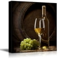 thumbnail image 1 of wall26 - Square Canvas Wall Art - Wine Glass and Bottle with Grapes - Giclee Print Gallery Wrap Modern Home Art Ready to Hang - 12x12 inches, 1 of 4