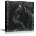 thumbnail image 1 of wall26 Square Cat Series Canvas Wall Art - Black Cat on Grunge Background - Giclee Print Gallery Wrap Modern Home Art Ready to Hang - 16x16 inches, 1 of 4
