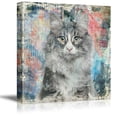 thumbnail image 1 of wall26 Square Cat Series Canvas Wall Art - A Cat with Colorful Grunge Background - Giclee Print Gallery Wrap Modern Home Art Ready to Hang - 16x16 inches, 1 of 4