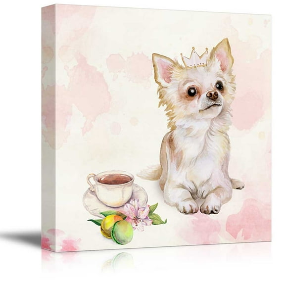 wall26 Square Dog Series Canvas Wall Art - Watercolor Style Painting of a Mexican Breed Chihuahua - Giclee Print Gallery Wrap Modern Home Art Ready to Hang - 24x24 inches
