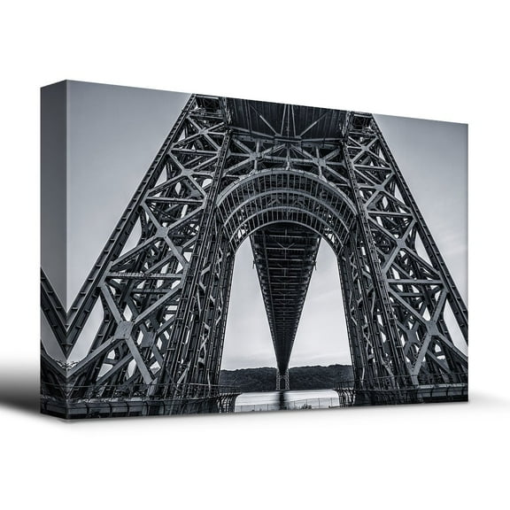 wall26 - Stark Black and White Geometric Bridge Architecture - Canvas Art Home Art - 12x18 inches