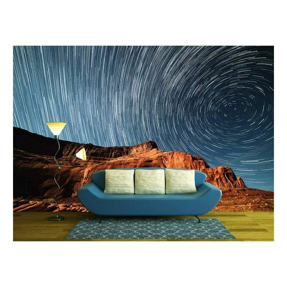 wall26 - Starry Night Sky Above The Mountain in The Wild West - Removable Wall Mural | Self-Adhesive Large Wallpaper - 100x144 inches