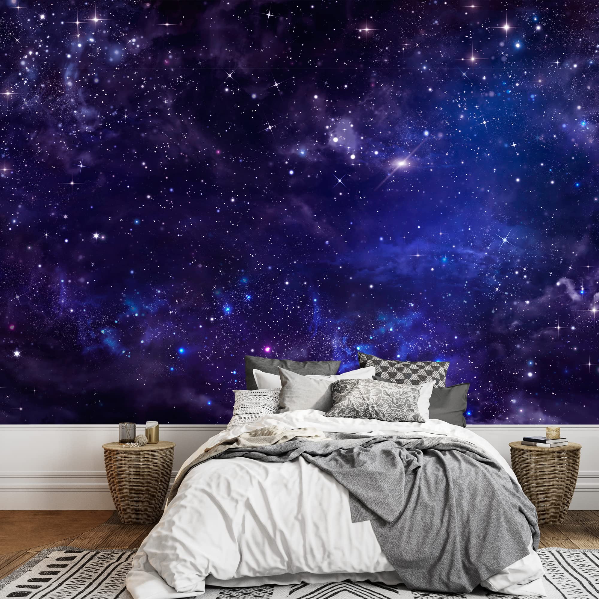 wall26 - Starry Night Sky Deep Outer Space - Removable Wall Mural | Self-Adhesive Large Wallpaper - 100x144 inches