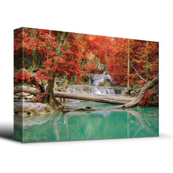 wall26 Stream and Waterfall in Exotic Location - Canvas Art Home Art - 24x36 inches