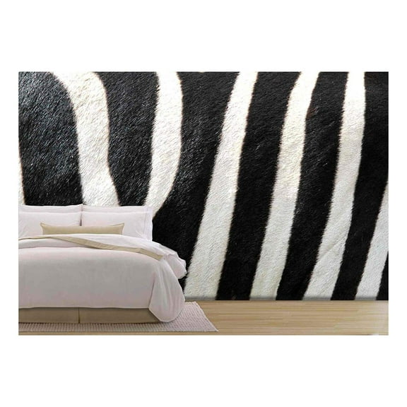 wall26 - Striped Zebra Close Up Image - Removable Wall Mural | Self-Adhesive Large Wallpaper - 66x96 inches