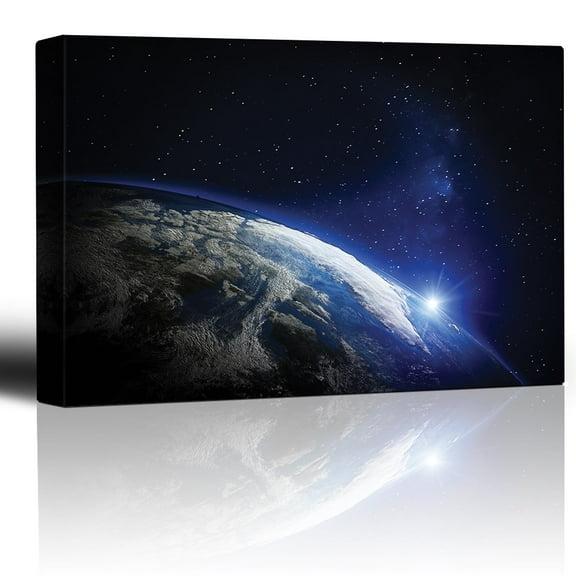 wall26 - Sun Illuminating Planet Earth from Outerspace - Canvas Art Home Art - 16x24 inches