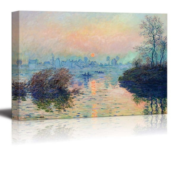 wall26 - Sun Setting Over The Seine at Lavacourt. Winter Effect by Claude Monet - Canvas Print Wall Art Famous Oil Painting Reproduction - 16" x 24"
