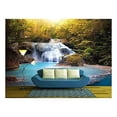 thumbnail image 1 of wall26 - Sunlight Through Tree Leaves Lights Beautiful Waterfall in Forest - Removable Wall Mural | Self-Adhesive Large Wallpaper - 66x96 inches, 1 of 5