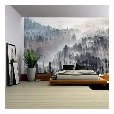 wall26 - Sunrise in The Forest Near Bromo Volcano, Java Island, Indonesia - Removable Wall Mural | Self-Adhesive Large Wallpaper - 100x144 inches