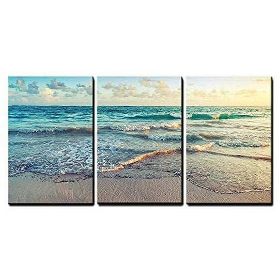 wall26 - Sunrise on Atlantic Ocean - Canvas Art Wall Art - 24"x36"x3 Panels