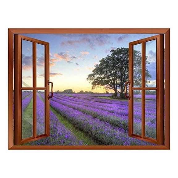 wall26 Sunrise on a Purple Filed Removable Wall Sticker/Wall Mural - 24"x32"