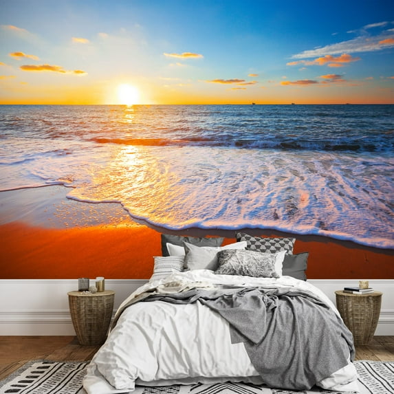 wall26 - Sunset and Sea - Removable Wall Mural | Self-Adhesive Large Wallpaper - 66x96 inches