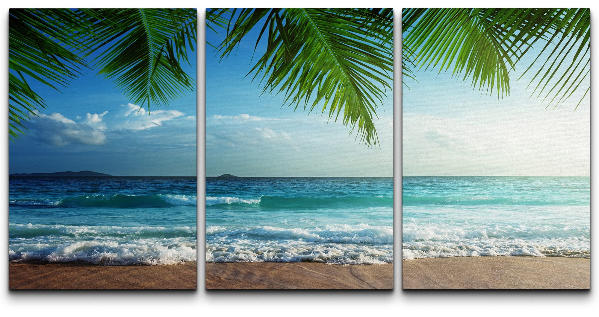 Wall26 Sunset on Seychelles Beach Canvas Art, 16x24in, 3 Panels, Wall ...