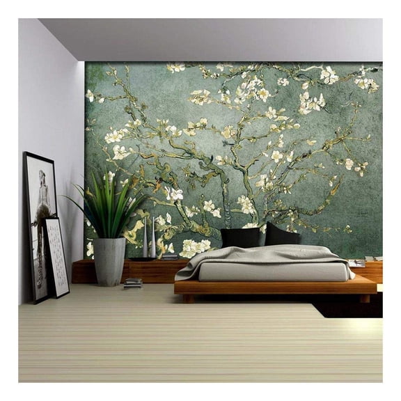 wall26 - Teal Almond Blossom by Vincent Van Gogh - Wall Mural, Removable Sticker, Home Decor - 66x96 inches