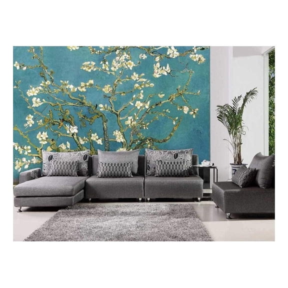 wall26 - Teal Almond Blossom by Vincent Van Gogh - Wall Mural, Removable Sticker, Home Decor - 66x96 inches