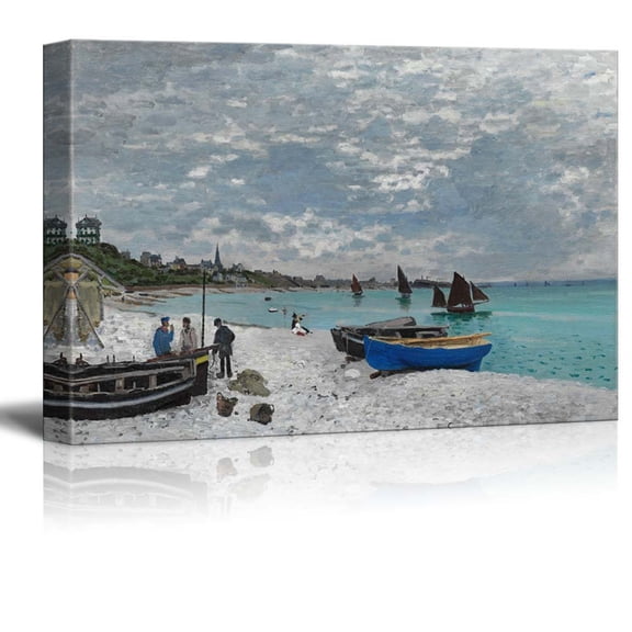 wall26 The Beach at Sainte-Adresse by Claude Monet - Canvas Print Wall Art Famous Painting Reproduction - 16" x 24"