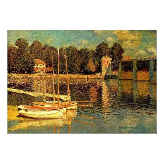 wall26 - The Bridge of Argenteuil by Claude Monet - French Impressionism - Plein Air Landscape - Peel and Stick Large Wall Mural, Removable Wallpaper, Home Decor - 100x144 inches