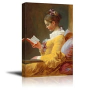 wall26 - The Reader by Jean-Honore Fragonard - Canvas Print Wall Art Famous Painting Reproduction - 12" x 18"