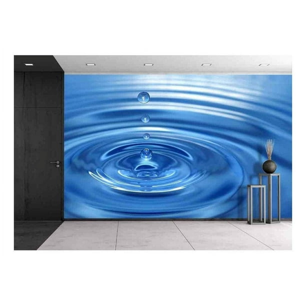 wall26 - The Round Transparent Drop of Water, Falls Downwards - Removable Wall Mural | Self-Adhesive Large Wallpaper - 66x96 inches