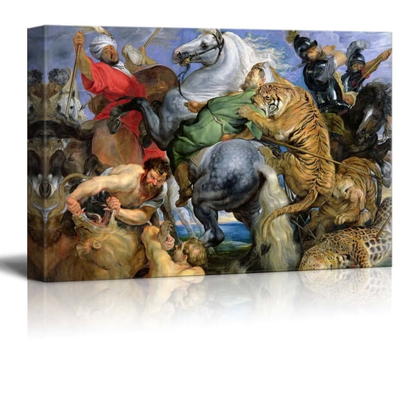 wall26 - The Tiger Hunt, c.1616 by Rubens - Canvas Print Wall Art Famous Painting Reproduction - 12" x 18"