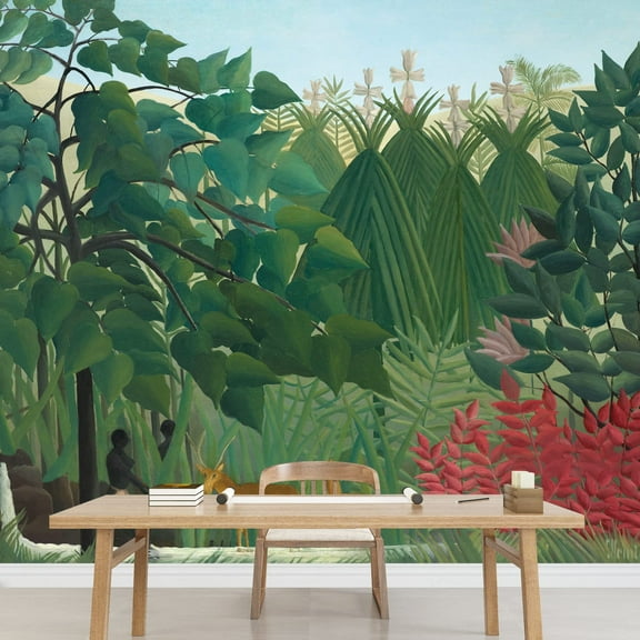 wall26 - The Waterfall by Henri Rousseau - French Post-Impressionism - Naive Primitivism - Peel and Stick Large Wall Mural, Removable Wallpaper, Home Decor - 100x144 inches