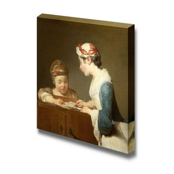 wall26 - The Young Schoolmistress by Jean-Baptiste-Simeon Chardin - Canvas Print Wall Art Famous Painting Reproduction - 24" x 24"