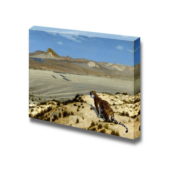 wall26 - Tiger on The Watch by Jean-Leon Gerome - Canvas Print Wall Art Famous Painting Reproduction - 12" x 18"