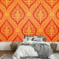 thumbnail image 1 of wall26 Traditional Thai Painting in red and Gold - Ornate Temple Decoration - Wall Mural, Removable Sticker, Home Decor - 66x96 inches, 1 of 6