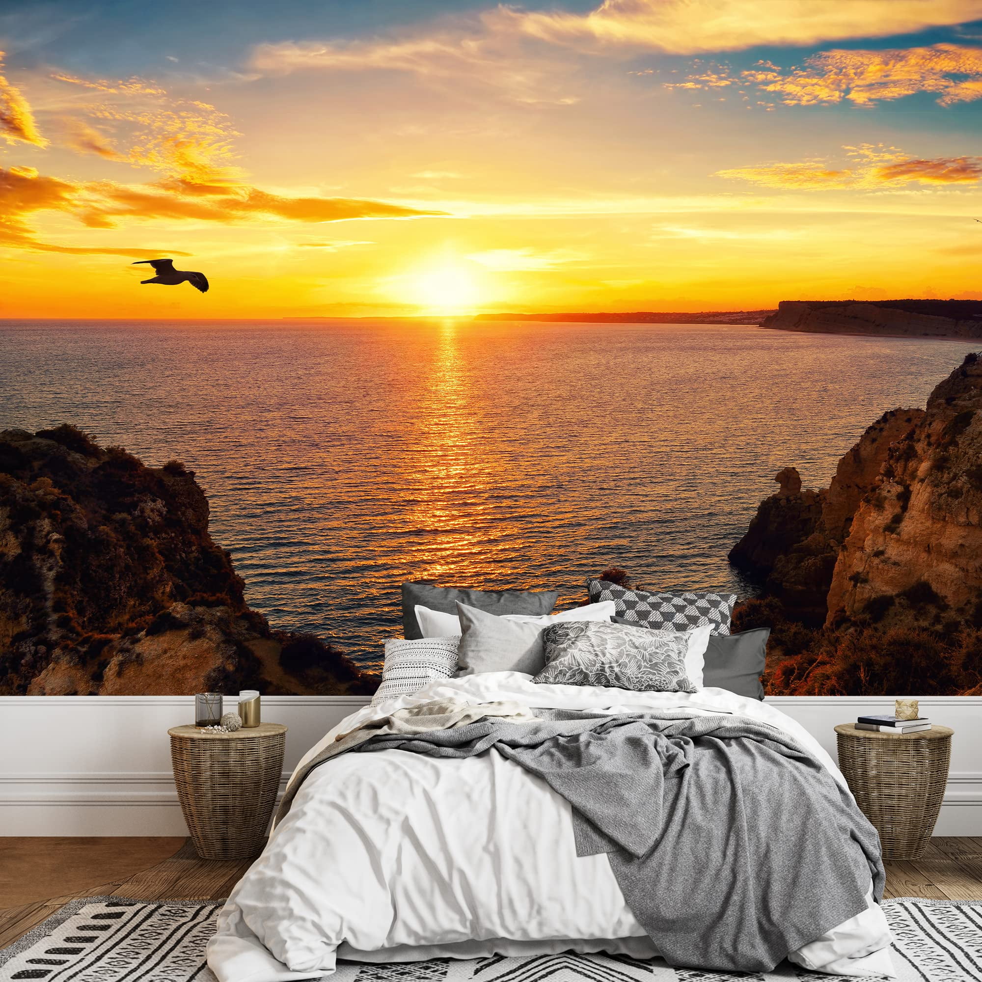 wall26 - Tranquil Sunset Scenery at The Ocean with The Sunlight