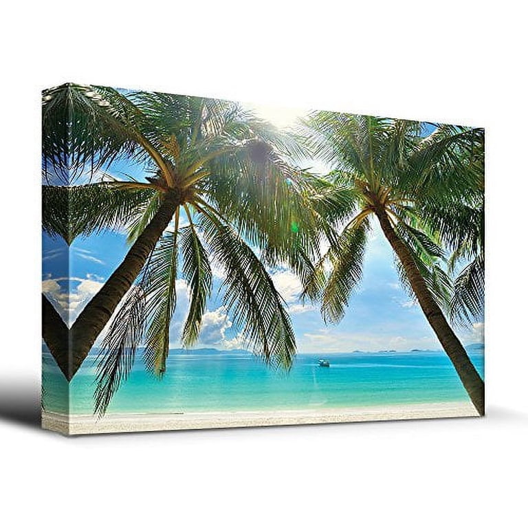 wall26 Tropical Beach Palm Trees Overlook Ocean - Canvas Art Home