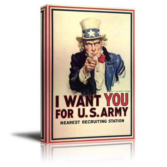 wall26 Uncle Sam I Want You - Canvas Print Wall Art Famous Painting Reproduction - 24" x 36"