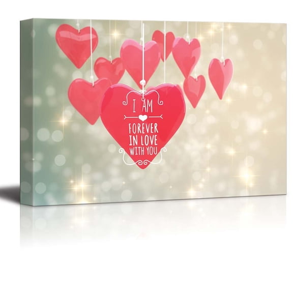 wall26 Valentines Message Against Light Design Shimmering on Silver - Canvas Art Wall Art - 12" x 18"