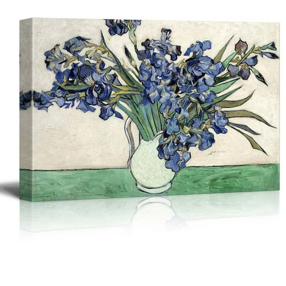 wall26 - Vase of Irises by Vincent Van Gogh - Canvas Print Wall Art Famous Oil Painting Reproduction - 24" x 36"