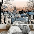 thumbnail image 1 of wall26 - Vector - Montmartre in Paris with Eiffel Tower - Vector Illustration - Removable Wall Mural | Self-Adhesive Large Wallpaper - 100x144 inches, 1 of 6