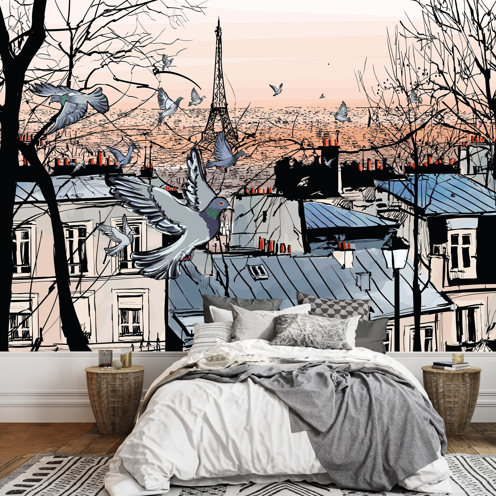 Paris Skyline Peel and Stick Removable Wall Mural