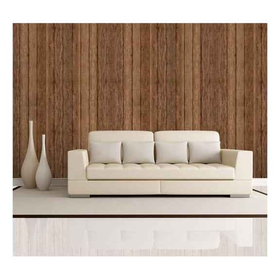 wall26 - Vertical Brown Retro Wood Textured Paneling - Wall Mural, Removable Wallpaper, Home Decor - 100x144 inches