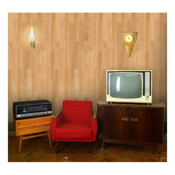 wall26 - Vertical Soft Brown Wood Textured Paneling Pattern - Wall Mural, Removable Wallpaper, Home Decor - 66x96 inches