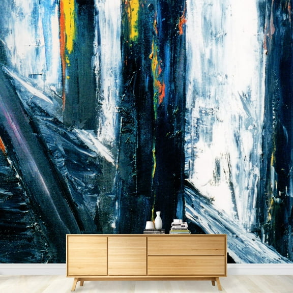 wall26 - Very Large Scale Original Abstract Painting on Canvas - Removable Wall Mural | Self-Adhesive Large Wallpaper - 100x144 inches